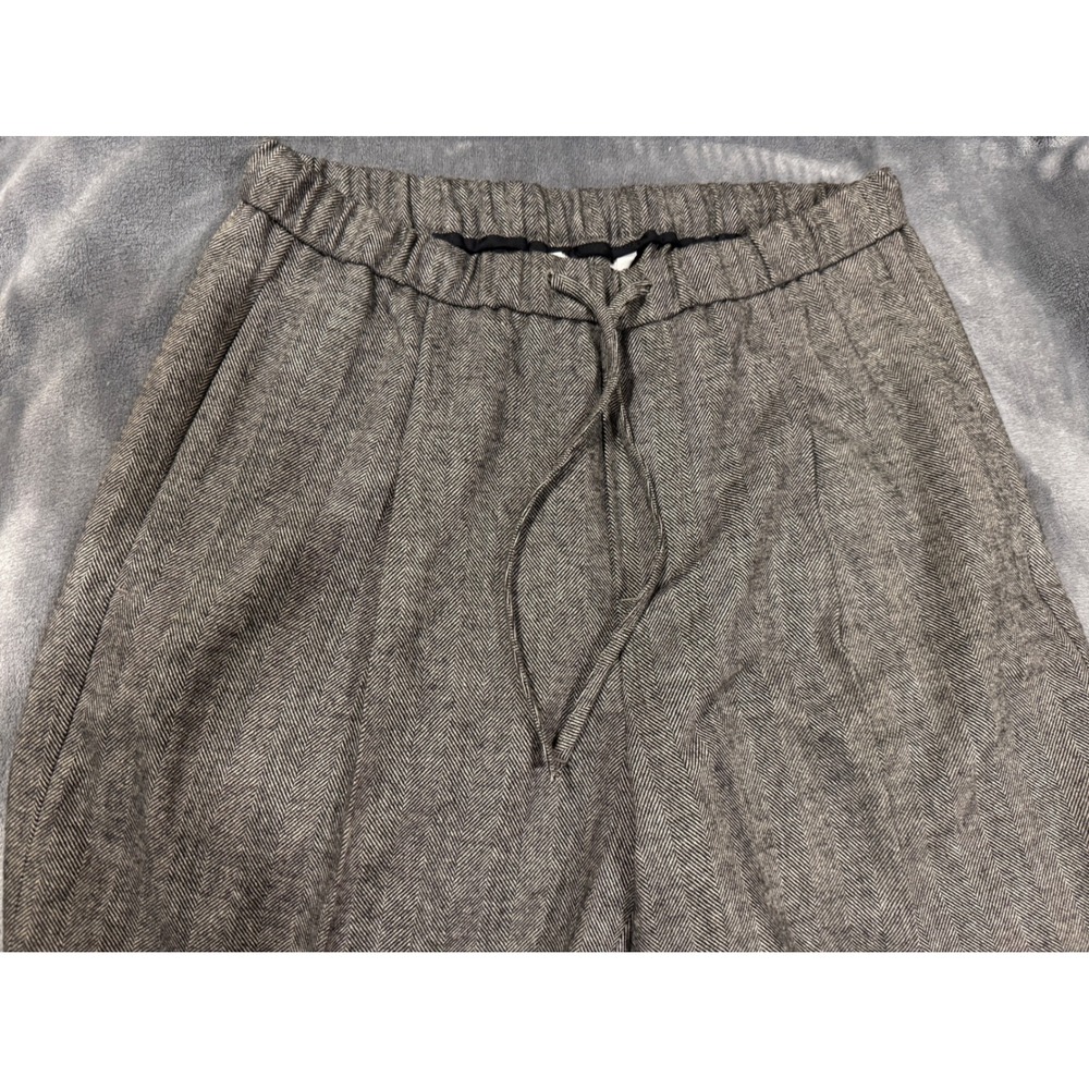 Banana Republic Wide Leg Flannel Drawstring Pull-On Pant Brown Herringbone ST - Picture 12 of 12